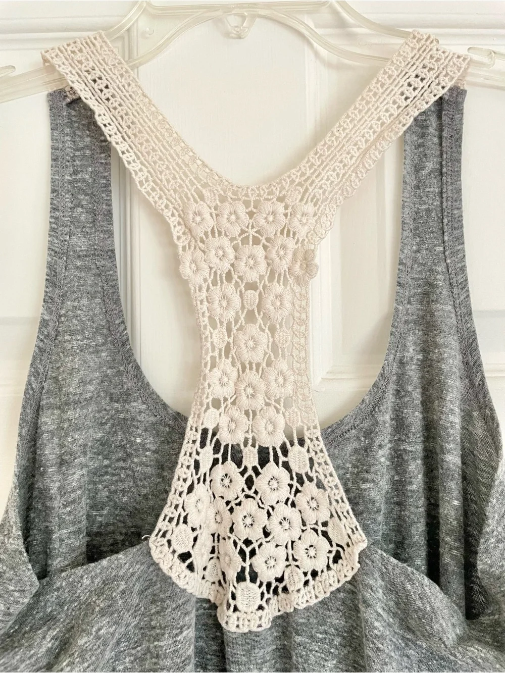 Lucky Brand Heather Gray Cover-Up Dress with Crochet Trim